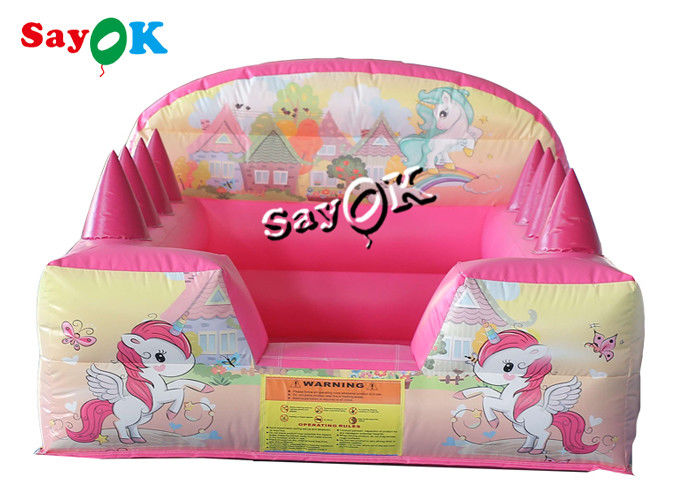 Unicorn Tema Arka Bahçe Hava Hokkabazları ile Şişme Top Havuzu Havuzu 2.4m 7ft Pembe