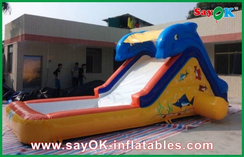 Havuz Köpekbalığı Teması ile Şişilebilir Kaydırma N Kaydırma Okyanus Mavi Şişilebilir Slide 0.55mm PVC