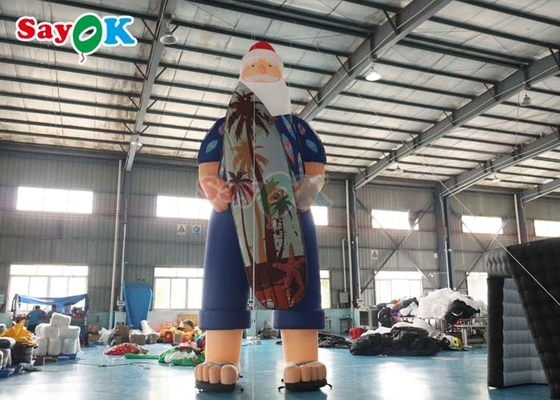 Hawaii Noel Dekorasyonu Modeli Plajdaki Şişme Noel Baba 7.6m Boyut