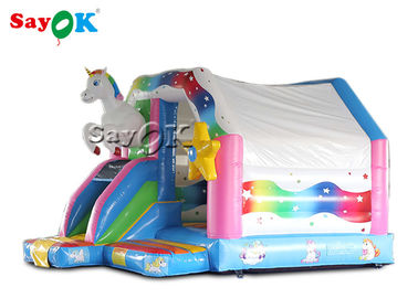 4.9x3.9x3.3 Pembe Unicorn Şişme Sıçrama Atlama Evi Çocuk Için