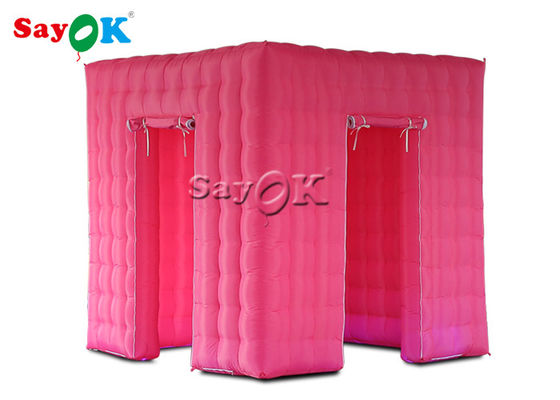 Renk Değiştiren LED Işıkları ile Şişme Parti ÇADIRI Pembe Şişme Küp Photo Booth Çadır Kabuğu