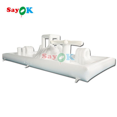 Özel Ticari Yumuşak Oyun Ekipmanı Beyaz Splash Pad Şişme Su Parkı sıçrama kale kaydırma