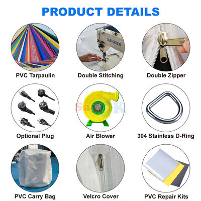 Sayok 10x20 Metre Beyaz PVC Branda Tente Pavyon Şişme Küp Çadır Etkinlik İçin 200 Kişilik