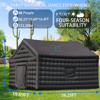 8mx6mx5mH Siyah Şişme Disko Çadırı Taşınabilir Gece Kulübü Çadırı Açık Hava Etkinlikleri İçin Su geçirmez UV Direnci