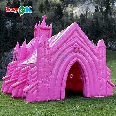 Custom Pink Flame-Retardant UV Resistant Inflatable Church Tent for Outdoor Wedding Events