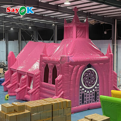 Custom Pink Flame-Retardant UV Resistant Inflatable Church Tent for Outdoor Wedding Events