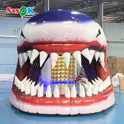 Commercial 0.4mm PVC Inflatable Shark Head Tunnel Tent - Flame Retardant & Customizable Size for Outdoor Football Sports
