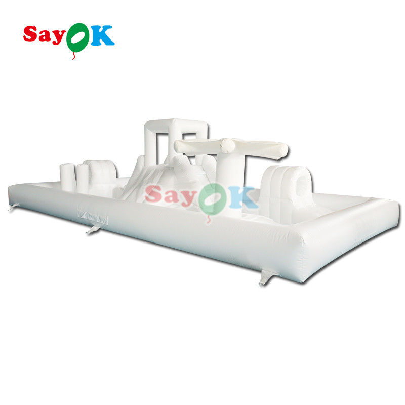 Özel Ticari Yumuşak Oyun Ekipmanı Beyaz Splash Pad Şişme Su Parkı sıçrama kale kaydırma