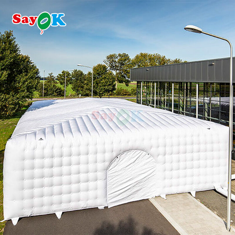 Sayok 10x20 Metre Beyaz PVC Branda Tente Pavyon Şişme Küp Çadır Etkinlik İçin 200 Kişilik