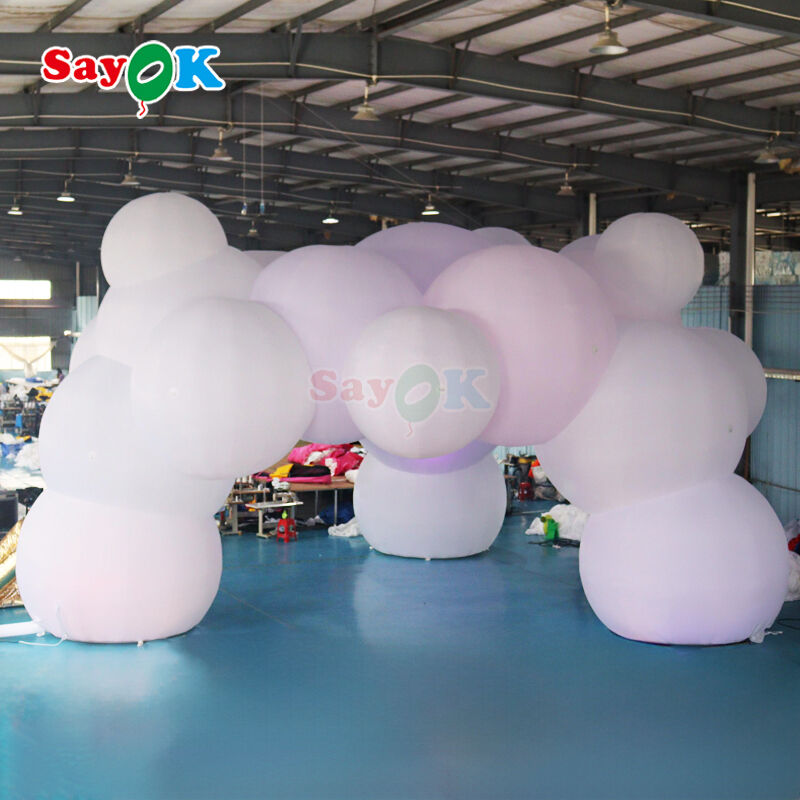 LED aydınlatma ve dış mekan etkinlikleri için özelleştirilebilir logo ile büyük 12m x 7m bulut şeklinde şişme hava çadırı