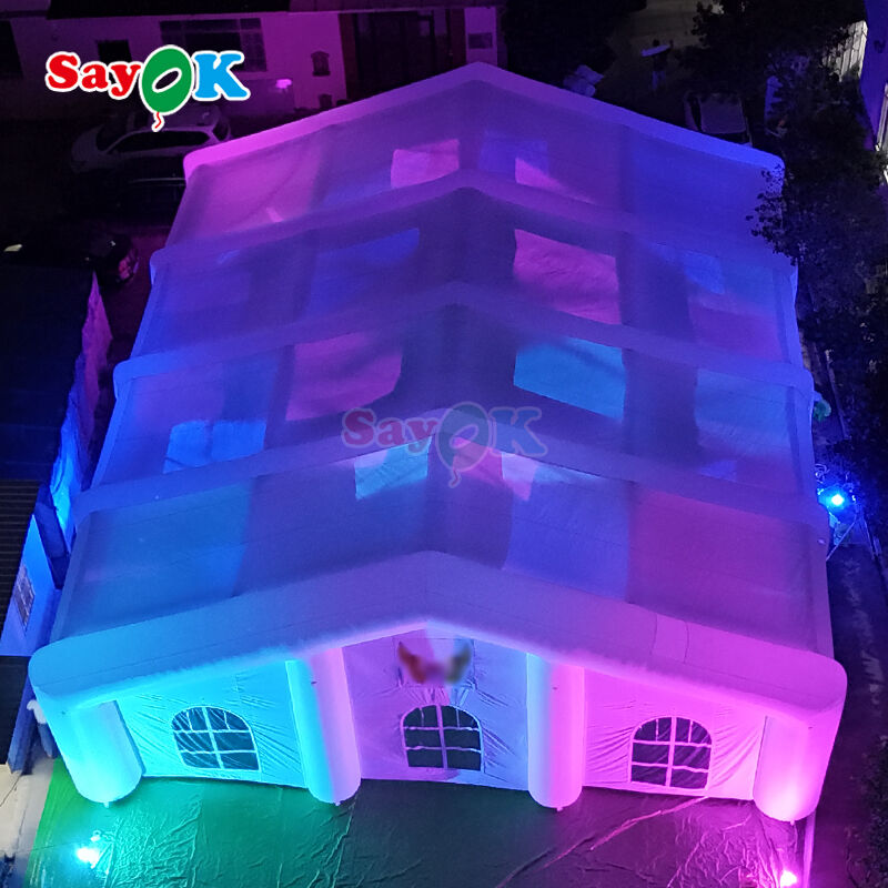 300 kişilik LED aydınlatma ile hava durumuna dayanıklı dev dış hava şişirme çadırı