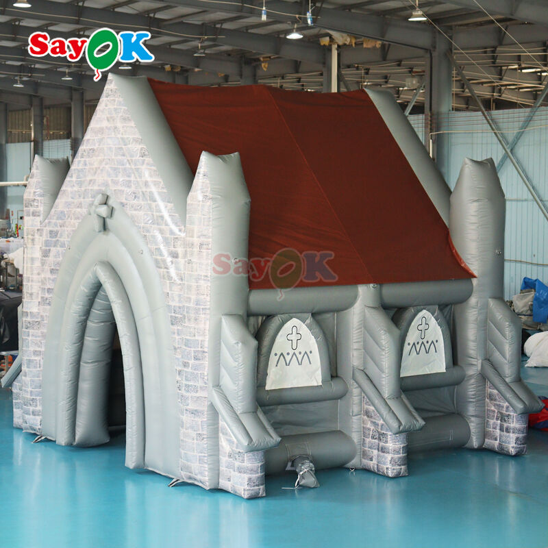 Özelleştirilebilir Seçeneklere Sahip, Açık Hava Düğün Etkinlikleri İçin Taşınabilir Alev Geciktirici Şişme Kilise Çadırı